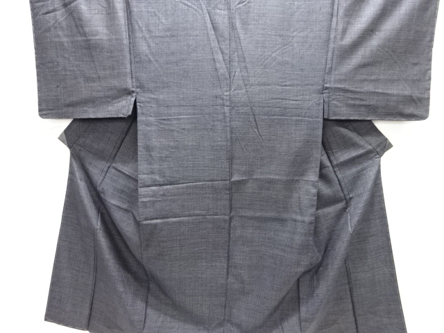 平和屋着物□極上 男性 お召 アンサンブル 長羽織 網代織 格子 江戸鼠色